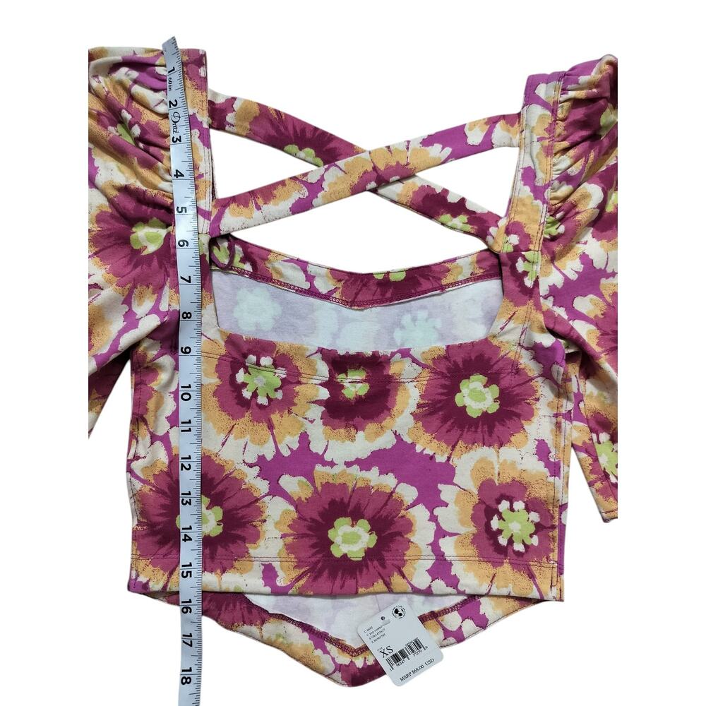 New Free People Women's Give Me More Floral Pink Crop Top Size XS - Picture 7 of 10